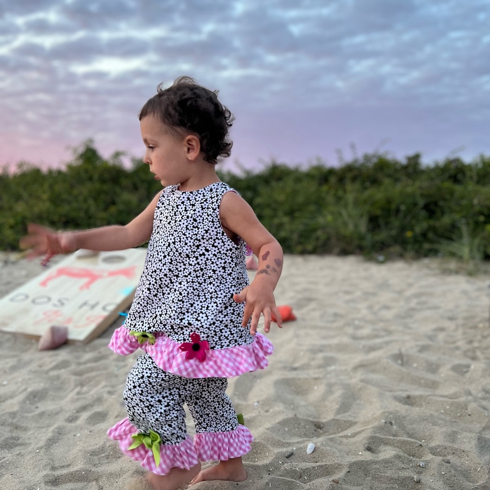 Floral Kids Matching Set with Pink Accents - Picture 2 of 7